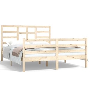 vidaXL Cadre de lit Bois massif 150x200 cm Très grand
