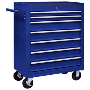 vidaXL Chariot à outils d'atelier avec 7 tiroirs Bleu