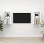 vidaXL Meubles TV muraux 2 Pièces Blanc Aggloméré