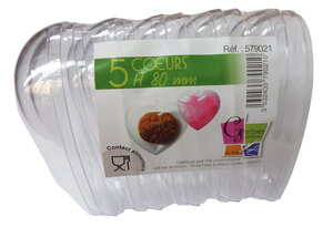 Coeurs plastique Cristal H 8 cm 5 pièces