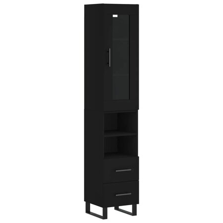 vidaXL Buffet haut Noir 34 5x34x180 cm Bois d'ingénierie