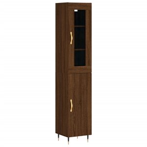 vidaXL Buffet haut Chêne marron 34 5x34x180 cm Bois d'ingénierie