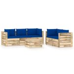 vidaXL Salon de jardin 6 Pièces avec coussins Bois imprégné de vert