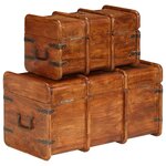 vidaXL Coffre de rangement 2 Pièces Bois d'acacia solide et finition miel