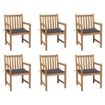 vidaXL Chaises de jardin 6 Pièces avec coussins anthracite Bois de teck