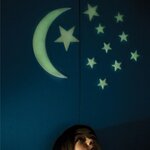 Formes adhésives phosphorescentes Lune et 12 étoiles