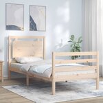 vidaXL Cadre de lit avec tête de lit 90x200 cm bois massif