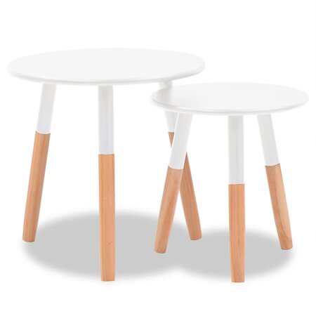 vidaXL Ensemble de tables d'appoint 2 Pièces Bois de pin massif Blanc