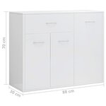 vidaXL Buffet Blanc brillant 88x30x70 cm Aggloméré