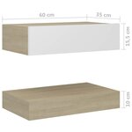 vidaXL Table de chevet Blanc et chêne sonoma 60x35 cm Aggloméré