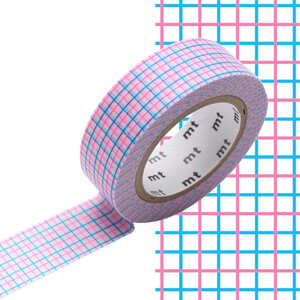 Masking Tape MT Quadrillage fluo rose et bleu hougan