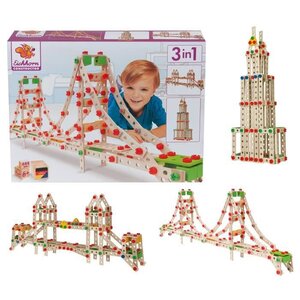 Eichhorn jeu construction bois - golden gate 3 en 1 - 444 pieces