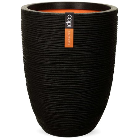 Capi Pot à fleurs Nature Rib Élégant bas 36 x 47 cm Noir KBLR782