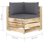 vidaXL Salon de jardin 9 Pièces avec coussins Bois imprégné de vert