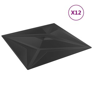vidaXL Panneaux muraux 12 Pièces noir 50x50 cm EPS 3 m² étoile