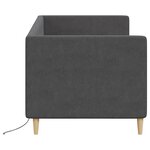 vidaXL Lit avec éclairage USB Gris foncé Tissu 90x200 cm