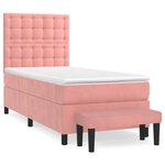 vidaXL Lit à sommier tapissier avec matelas Rose 100x200 cm Velours