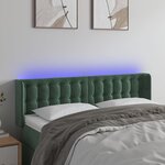vidaXL Tête de lit à LED Vert foncé 147x16x78/88 cm Velours