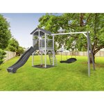 AXI Structure de jeu Beach Tower Blanc Gris  avec 1 balancoire nid ovale Roxy et toboggan Gris