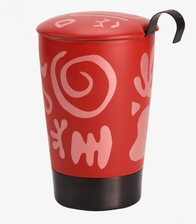 Tasse en porcelaine à double paroi avec infuseur opéra rouge