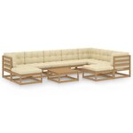 vidaXL Salon de jardin 10 Pièces avec coussins Marron miel Bois de pin