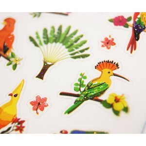 Autocollants - Oiseaux Tropicaux - Paillettes - 1 8 cm
