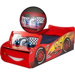 Disney Cars Lit pour garçons Flash McQueen avec rangement et pare-brise lumineux pour matelas 140cm x 70cm