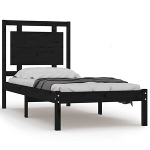 vidaXL Cadre de lit Noir Bois massif 90x200 cm