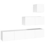 vidaXL Ensemble de meubles TV 4 Pièces Blanc Bois d'ingénierie