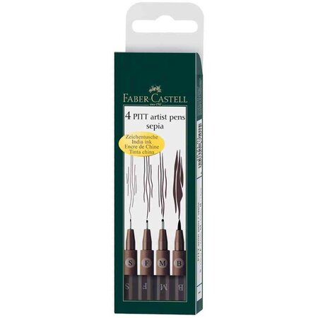 Lot de 4 feutres à l'encre de chine pitt artist pen (nuances de brun) faber-castell