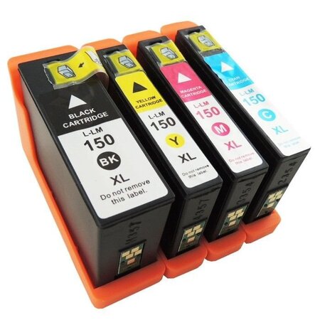 Pack 4 cartouches d'encre n° 150  xl black cyan magenta yellow grande capacité pour imprimante lexmark s 310