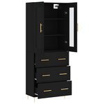 vidaXL Buffet haut Noir 69 5x34x180 cm Bois d'ingénierie