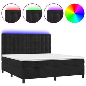 vidaXL Sommier tapissier avec matelas et LED Noir 160x200 cm Velours
