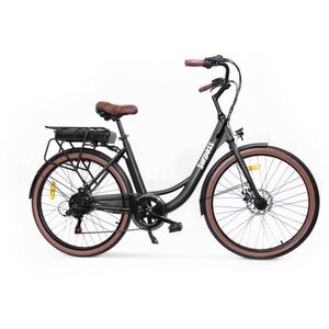 Vélo de ville électrique 26'' - Surpass - 6 vitesses Shimano - Freins a disque - 10 Ah - Noir