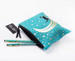 Pochette 20 x 15 cm turquoise - Chat