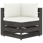 vidaXL Salon de jardin 5 Pièces avec coussins gris bois imprégné