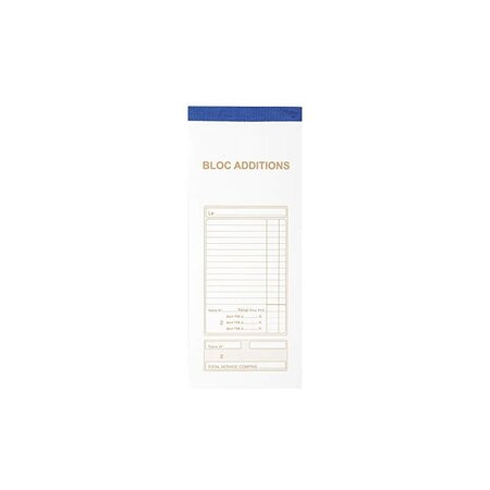 Blocs additions 9,6x23cm 50 feuillets dupli autocopiants