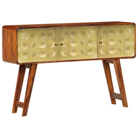 vidaXL Buffet Bois de Sesham solide Imprimé doré 120 x 30 x 80 cm