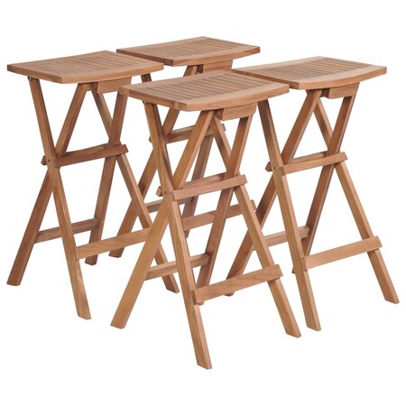 vidaXL Tabourets de bar pliables 4 Pièces Bois de teck massif