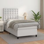 vidaXL Lit à sommier tapissier avec matelas Blanc 100x200cm Similicuir