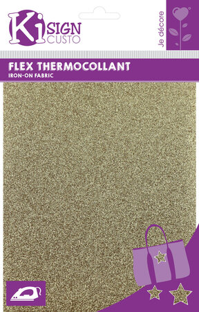 Tissu thermocollant pailleté Doré