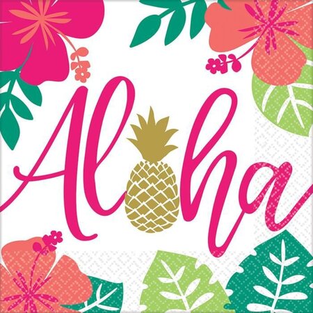 AMSCAN Lot de 16 Serviettes Aloha 33 x 33 cm