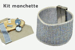 Kit bracelet manchette grosse perle Miyuki 10/0 tissé Bleu ciel