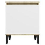 vidaXL Table de chevet et pieds en métal Chêne sonoma/blanc 40x30x50cm