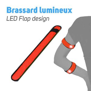 Brassard lumineux flap design couleur - rouge  lots - lot de 1