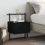 vidaXL Table de chevet murale noir 35x30x51 cm bois d'ingénierie