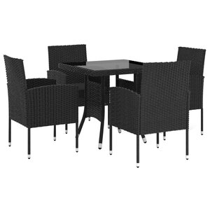 vidaXL Ensemble à dîner de jardin 5 Pièces Résine tressée Noir