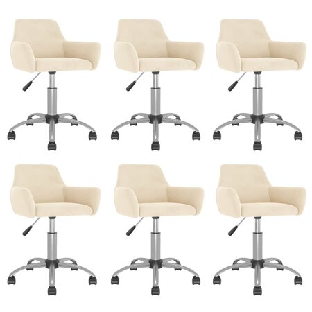 vidaXL Chaises pivotantes à manger lot de 6 Crème Velours
