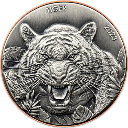 Monnaie en silver - copper 10 vatu g 10 ag - 145 cu millésime 2023 double giant predators tiger