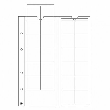 Paquet de 5 feuilles leuchtturm optima pour monnaies d'un diamètre jusqu'à 34 00 mm (319236)
